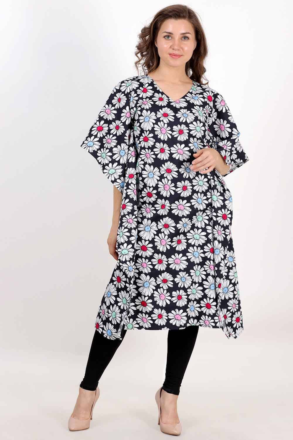 Black Floral Kaftan Kurta