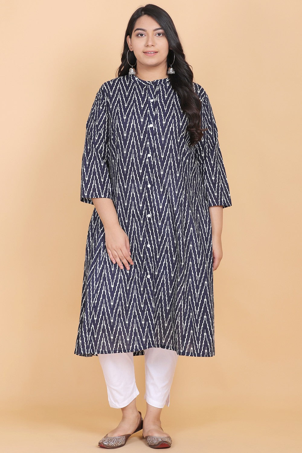 Navy Blue Printed Kurti