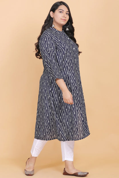 Navy Blue Printed Kurti