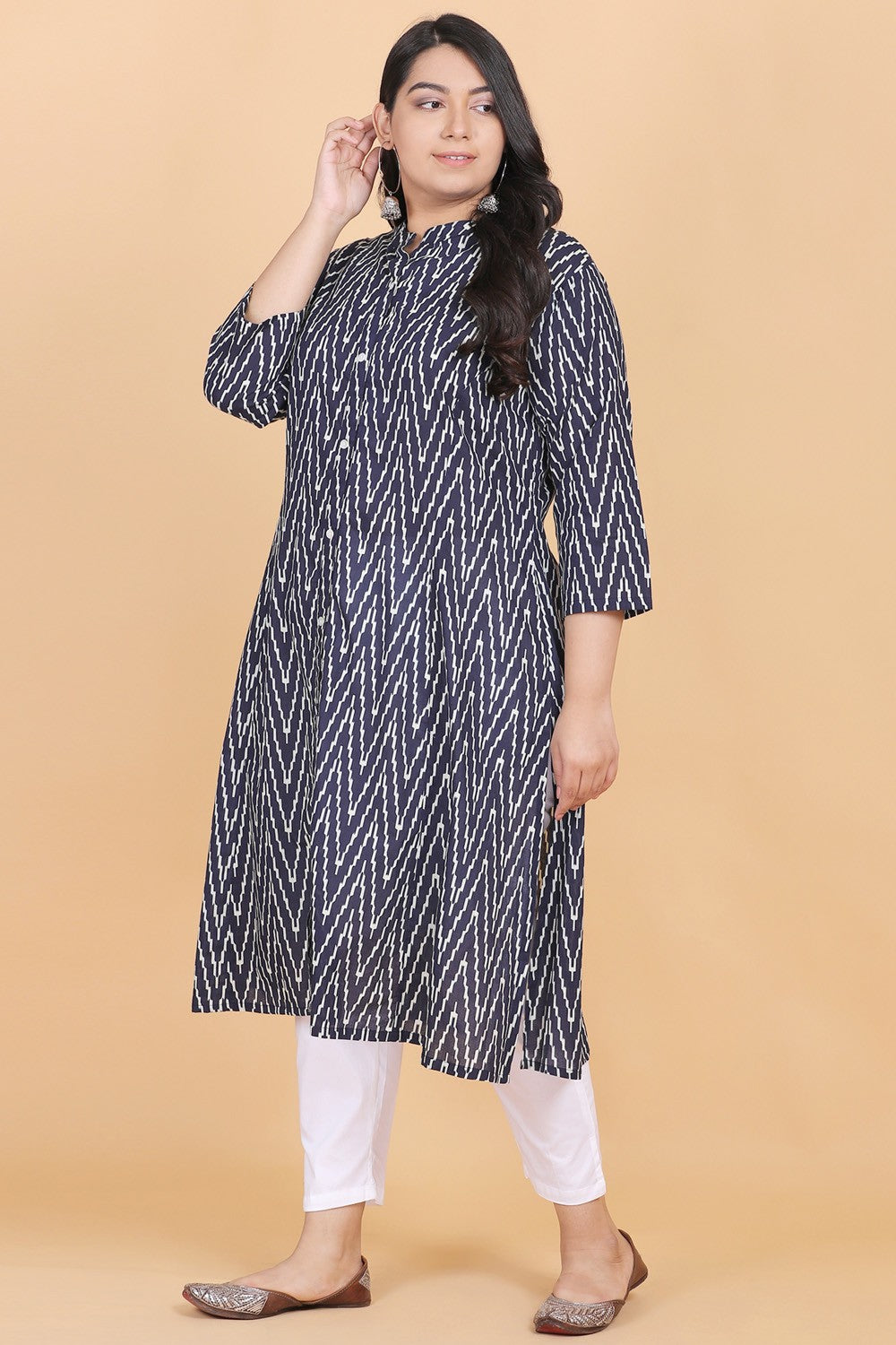 Navy Blue Printed Kurti