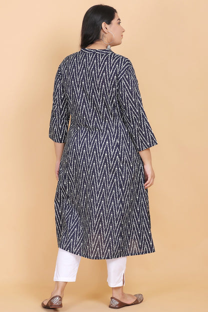 Navy Blue Printed Kurti