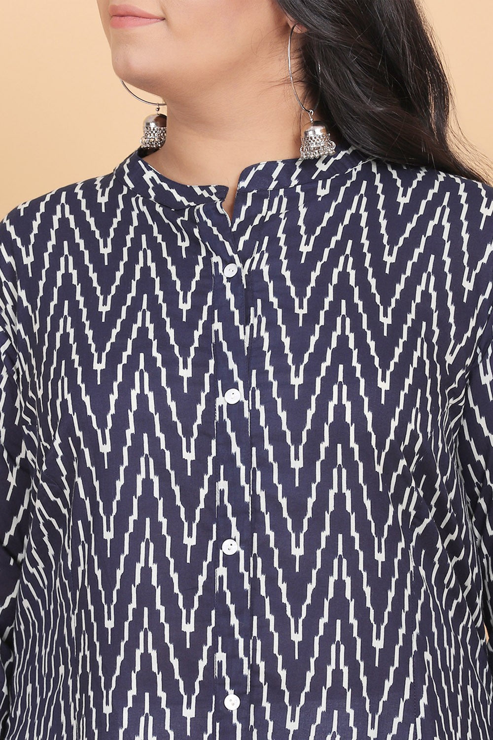 Navy Blue Printed Kurti