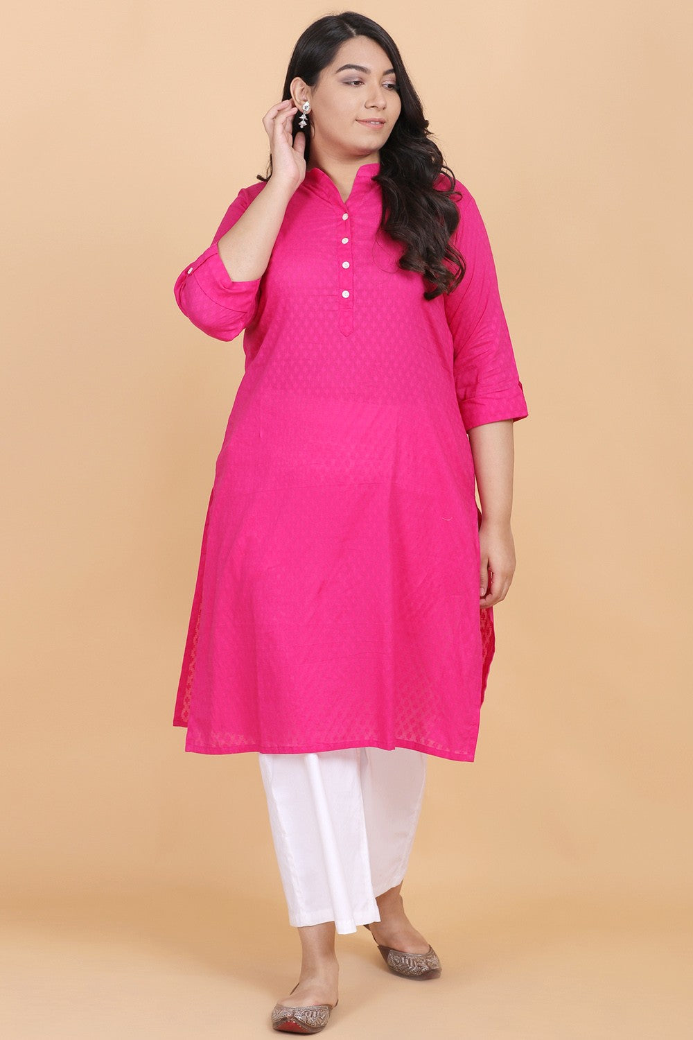 Cotton Pink Straight Kurti