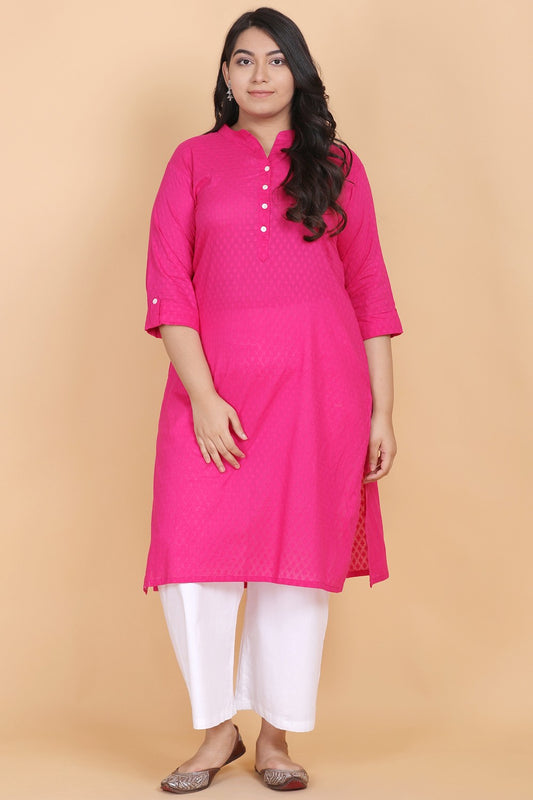 Cotton Pink Straight Kurti