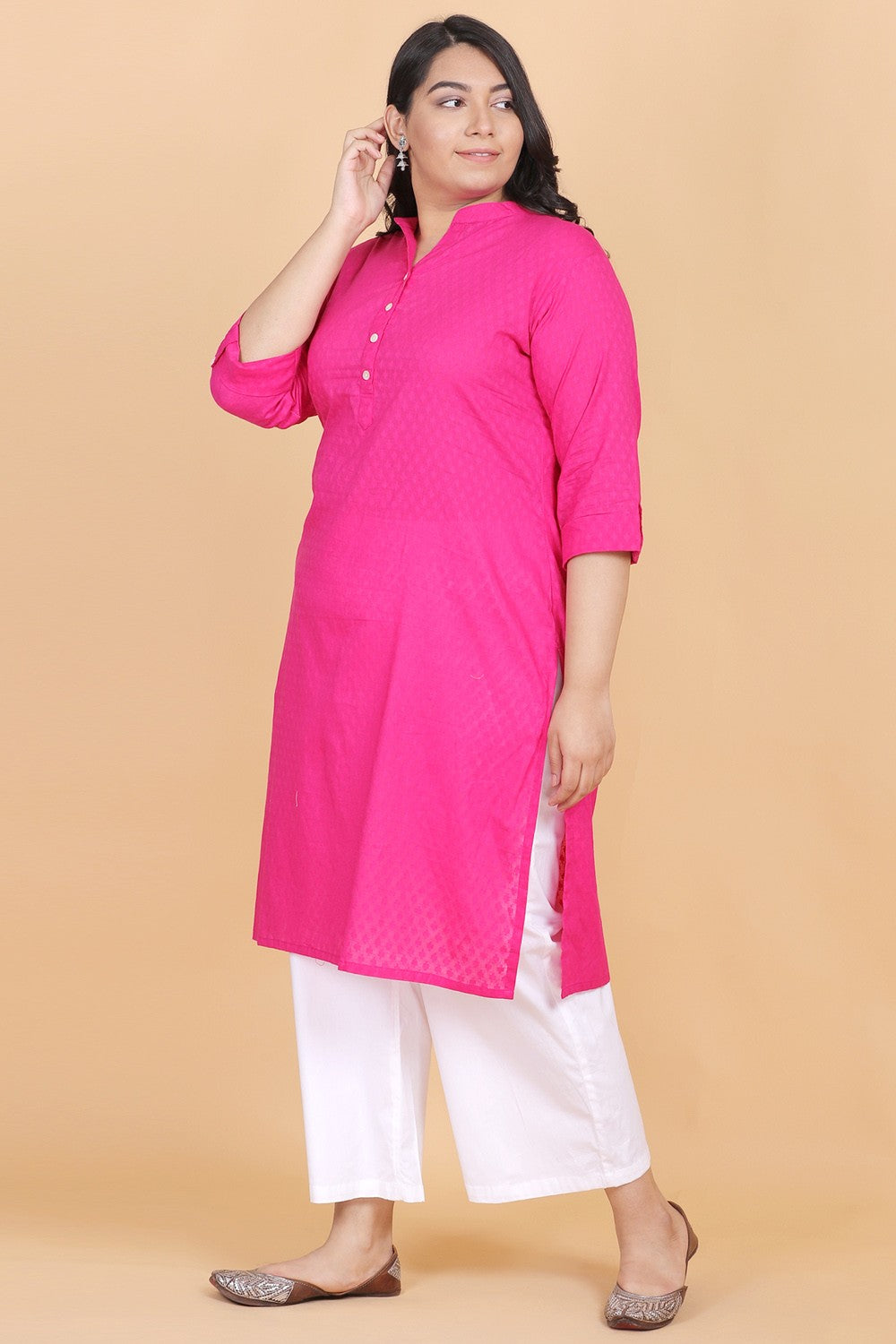 Cotton Pink Straight Kurti