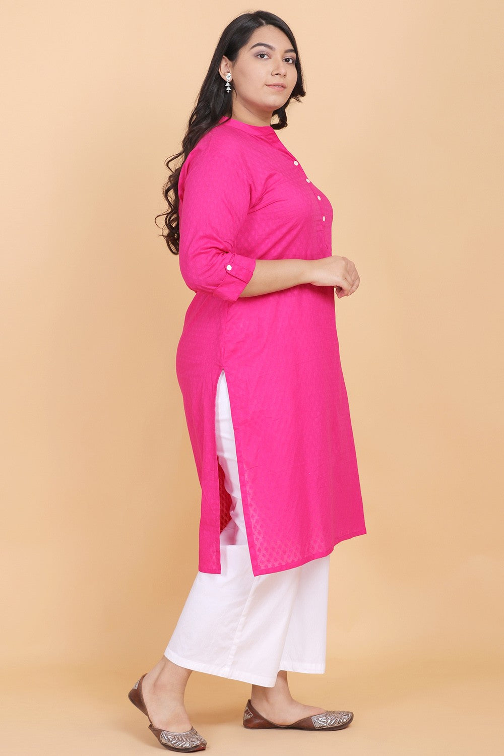 Cotton Pink Straight Kurti