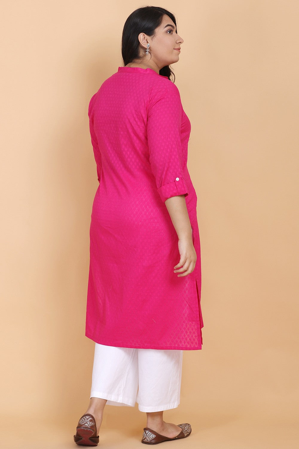 Cotton Pink Straight Kurti