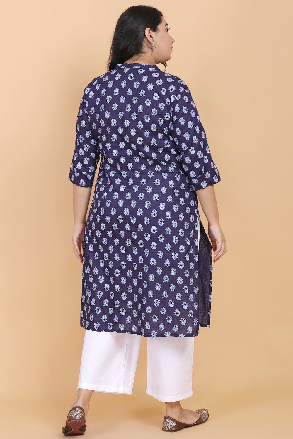 Blue printed straight kurti