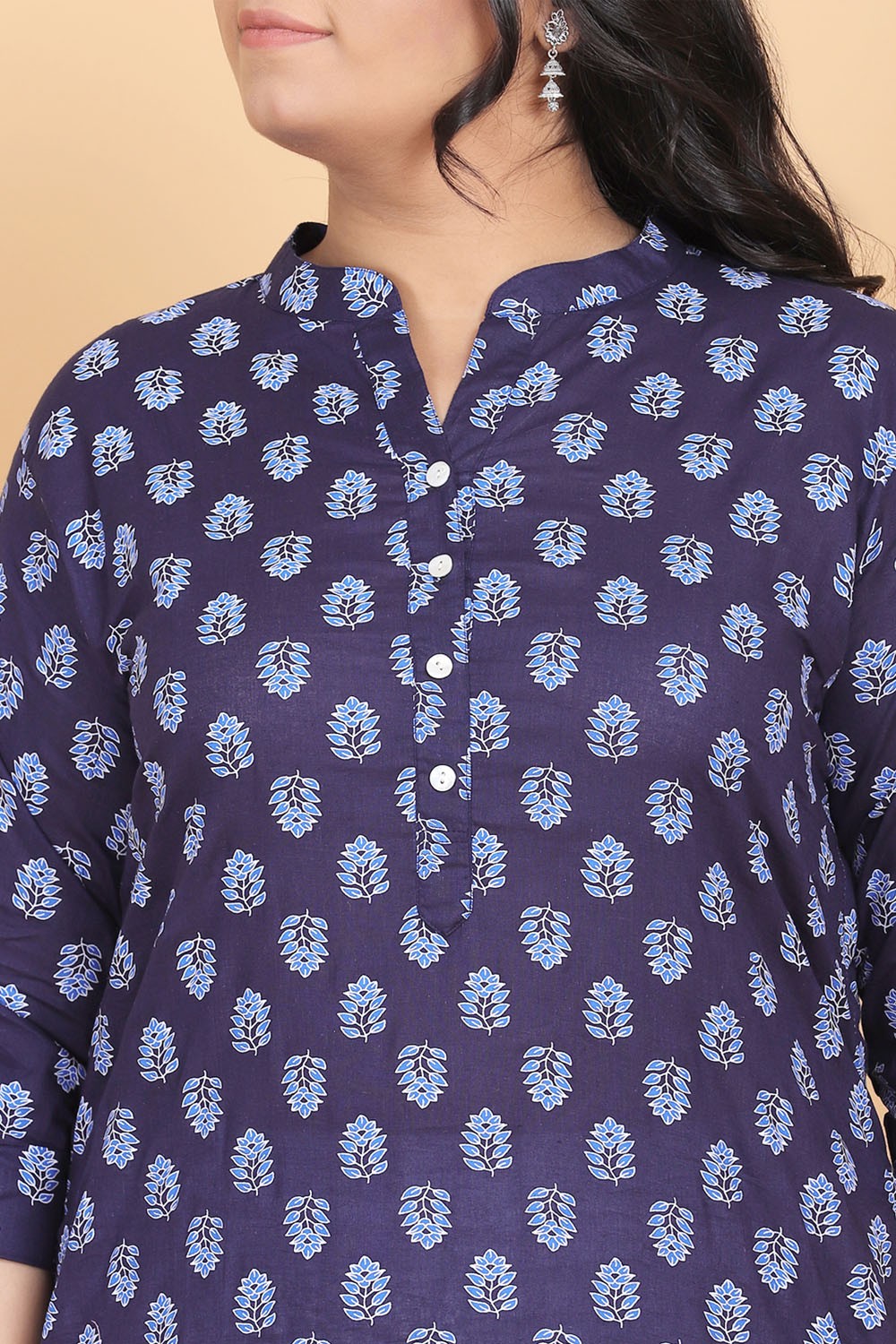 Blue printed straight kurti