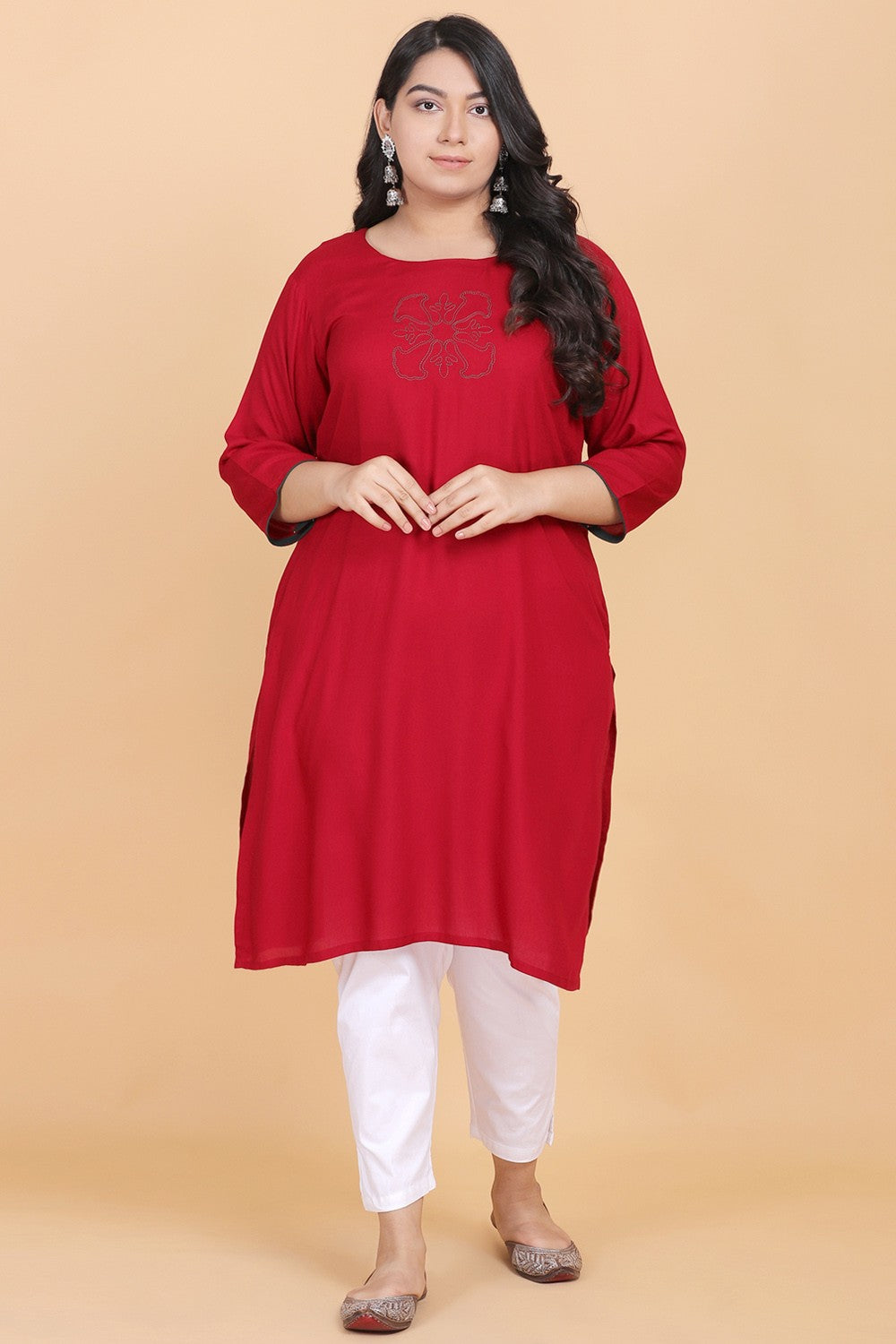 Maroon Embroidery Kurti