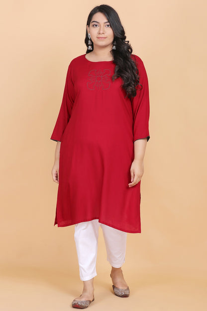 Maroon Embroidery Kurti