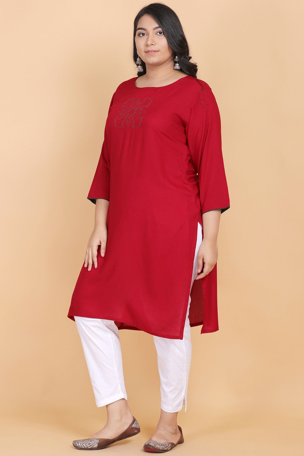 Maroon Embroidery Kurti