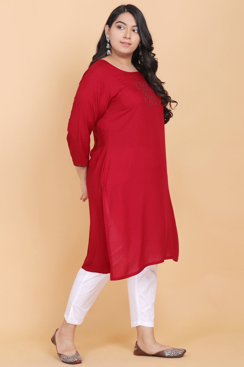 Maroon Embroidery Kurti