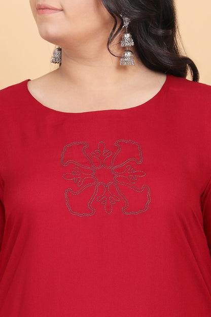 Maroon Embroidery Kurti