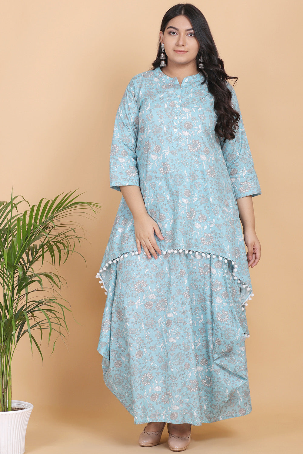 Cotton Printed Kurta Dhoti Skirt Set