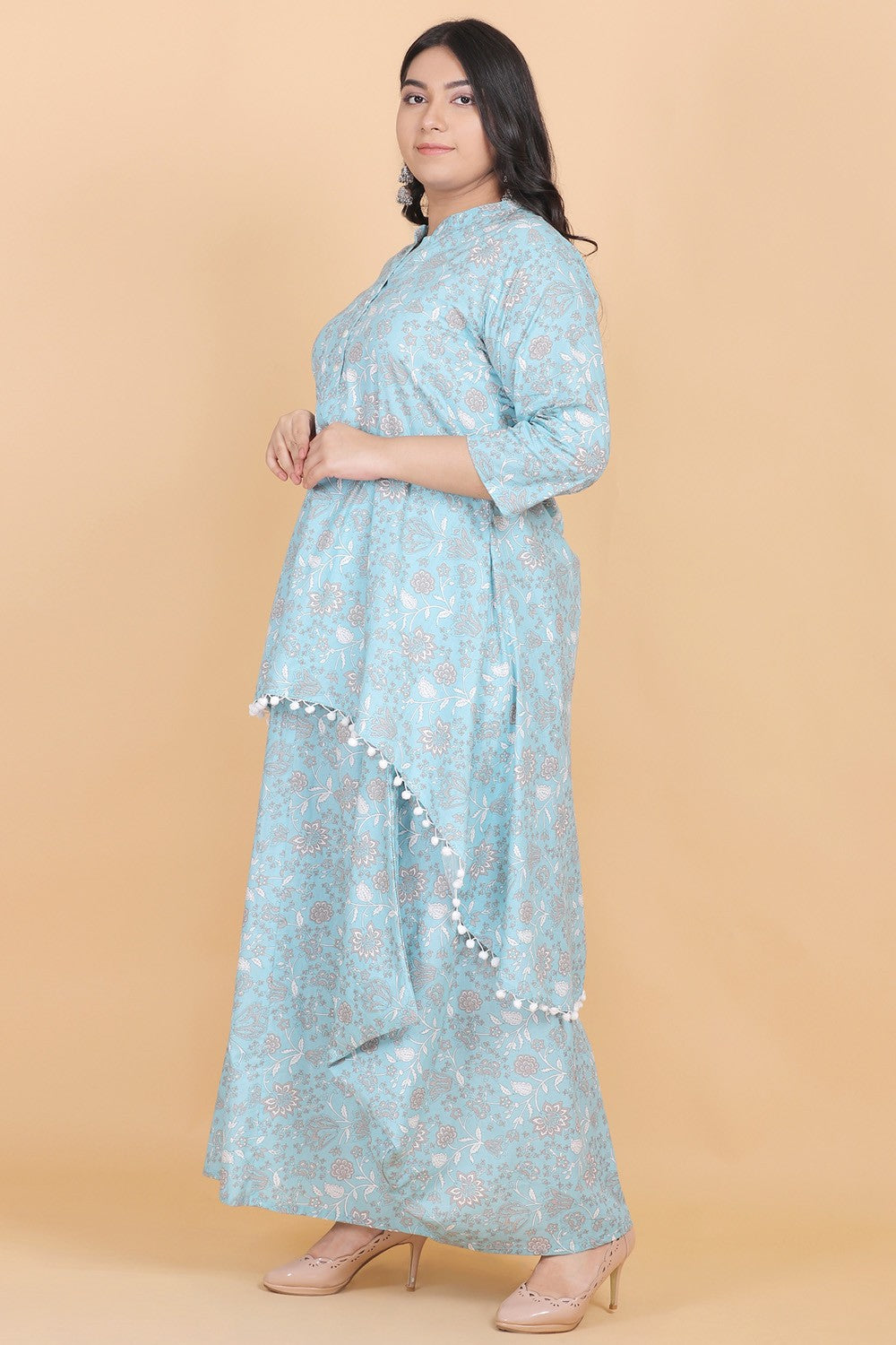 Cotton Printed Kurta Dhoti Skirt Set