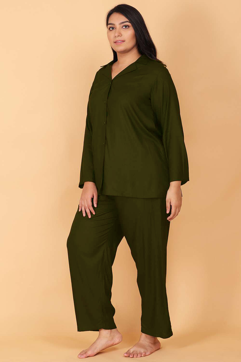 Olive Green Sweet Dreams Night Suit Set