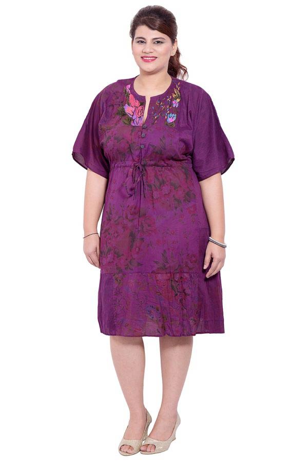 Dark Purple Printed Kaftan Dress