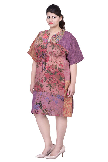 Beige Multicolor Printed Kaftan Dress