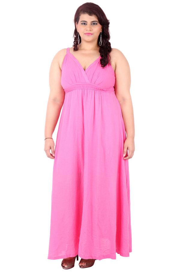 Plus Size Pink Long Beachwear Gown