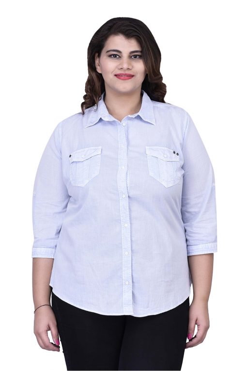 Light Blue Cotton Full Sleeves Shirt