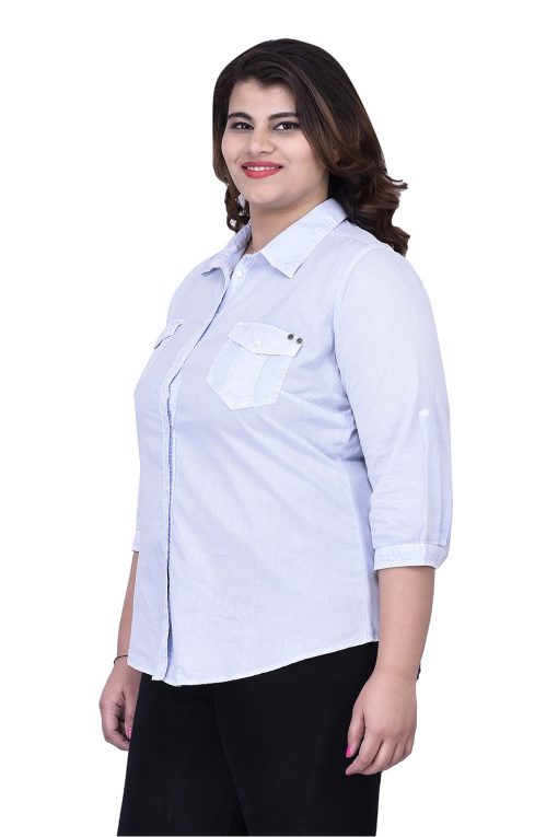 Light Blue Cotton Full Sleeves Shirt