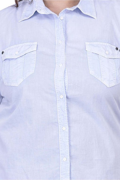 Light Blue Cotton Full Sleeves Shirt