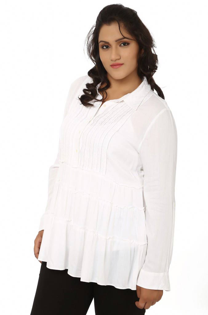 White Flared Full Sleeves Top