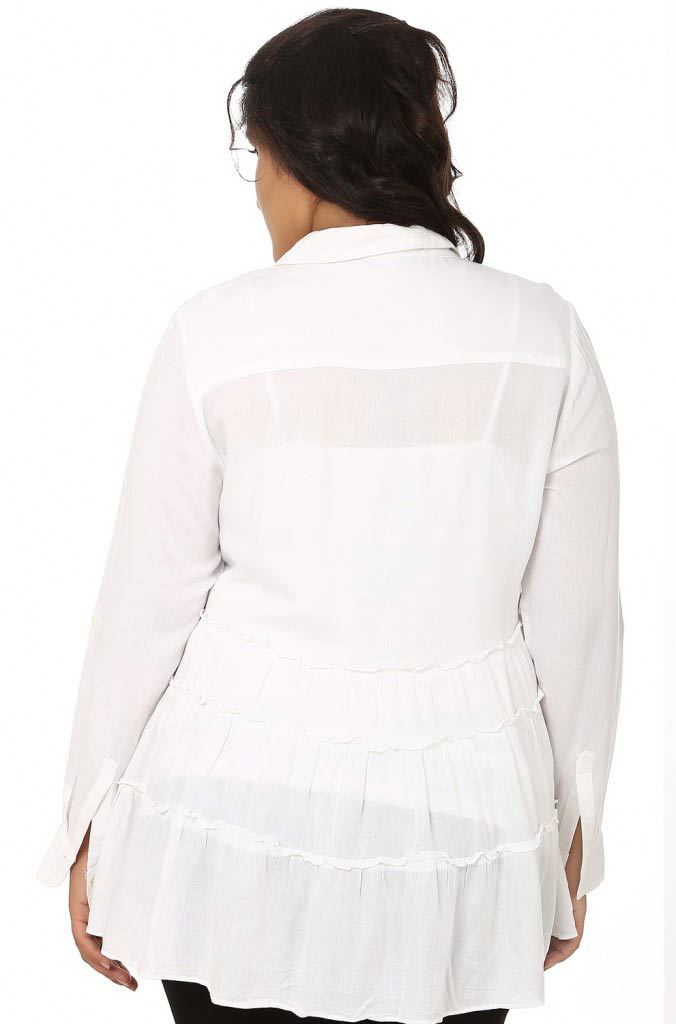 White Flared Full Sleeves Top