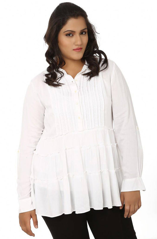 White Flared Full Sleeves Top