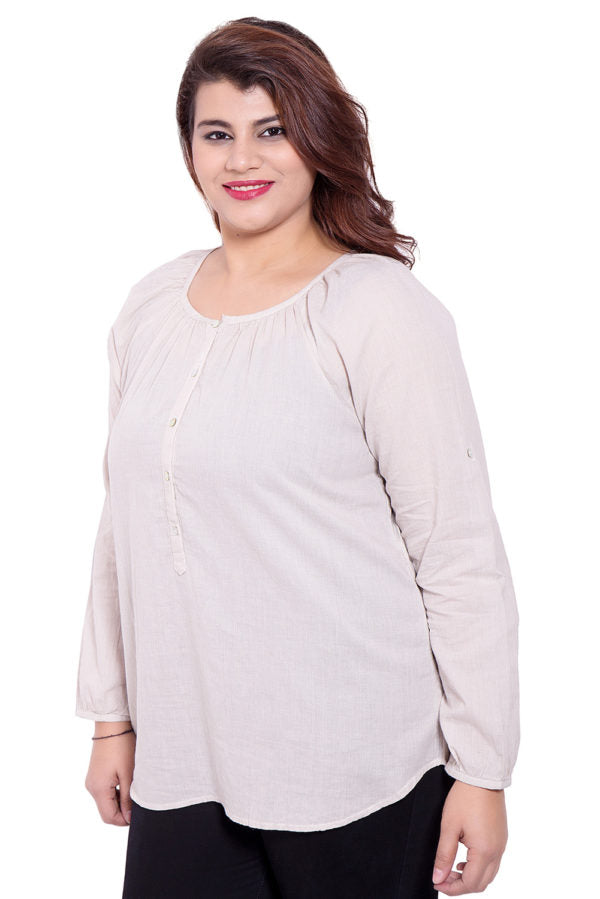 Brawn Cream Stripped Full Sleeve Top