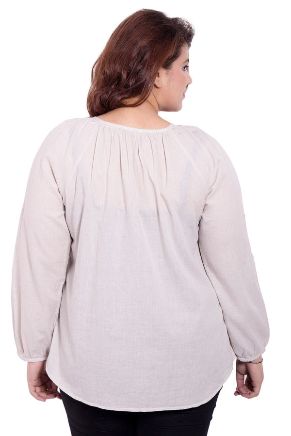 Brawn Cream Stripped Full Sleeve Top