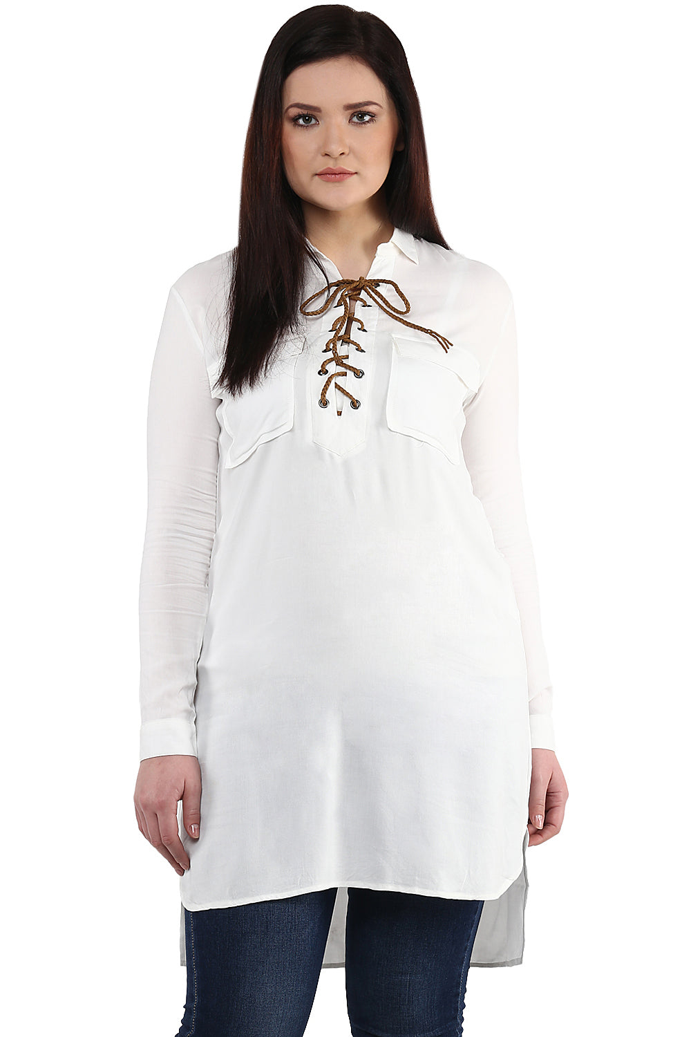 White High-Low Tunic