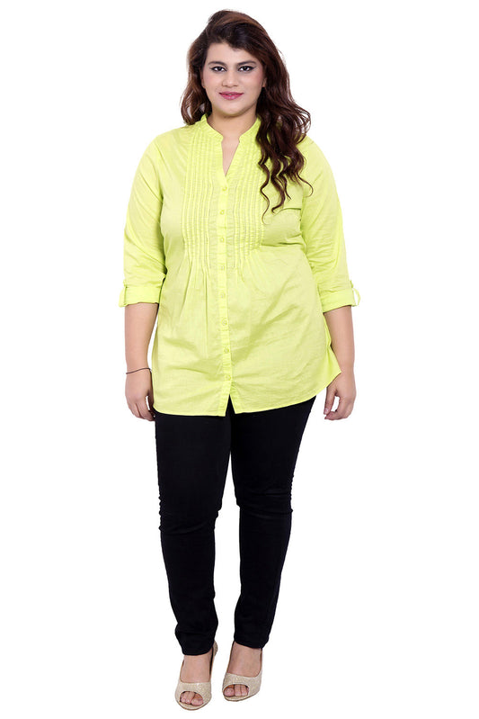 Plus Size Light Green Full Sleeve Tunic