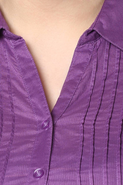 Purple Stripped Half Sleeve Shirt