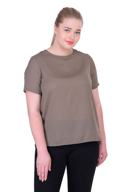 Plus Size Olive Green High Low Top