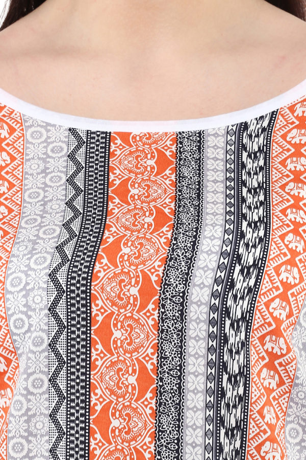 Orange Printed High-Low Top