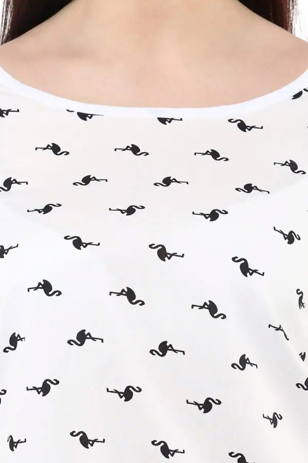 Plus Size Bird Printed High-Low Top