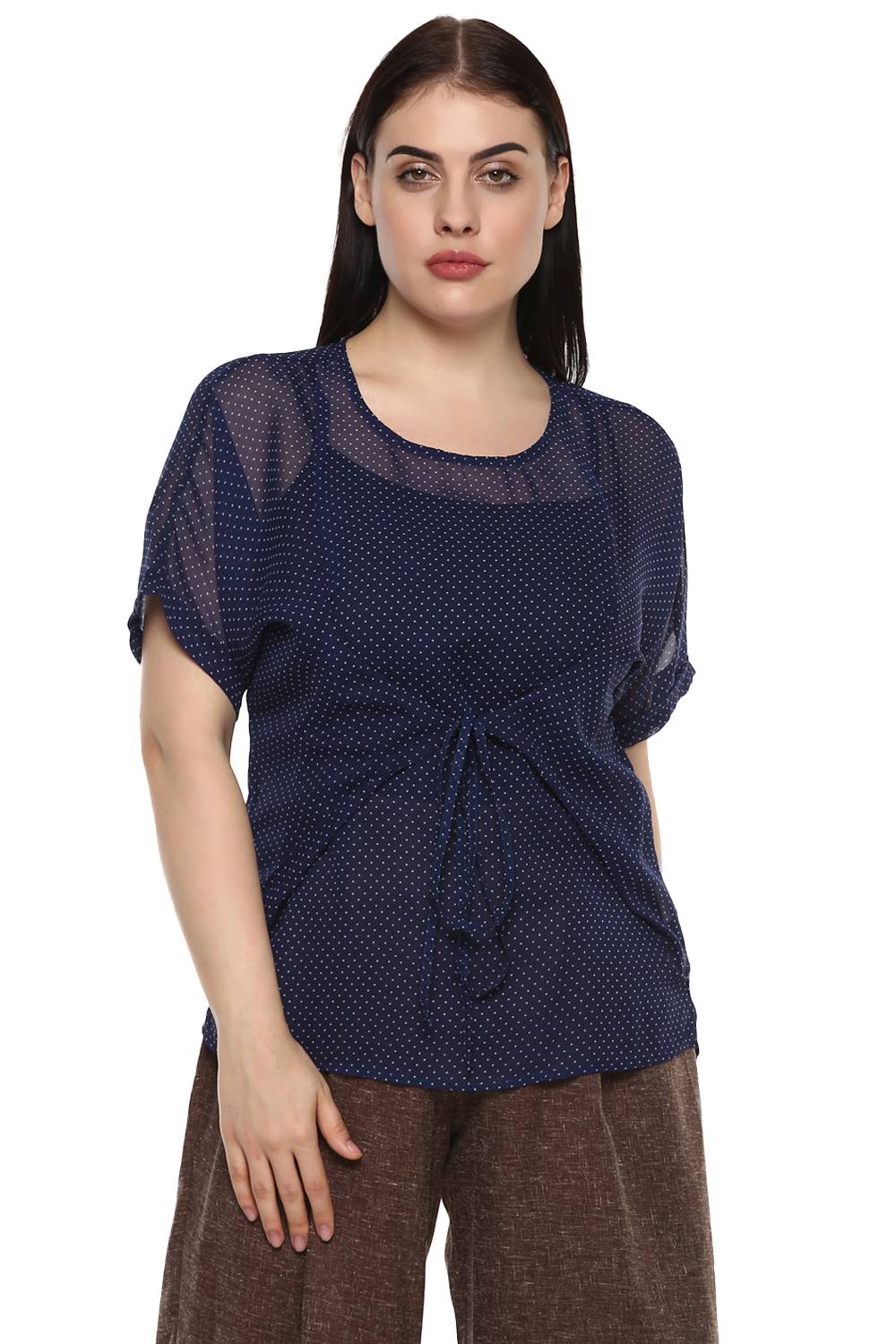 Front Tie Polka Dot Top