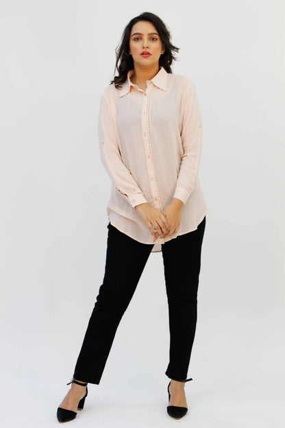 Blush Pink Long Shirt for Women