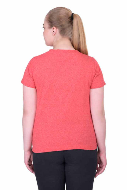 Plus Size Cotton Red V-Neck Tee