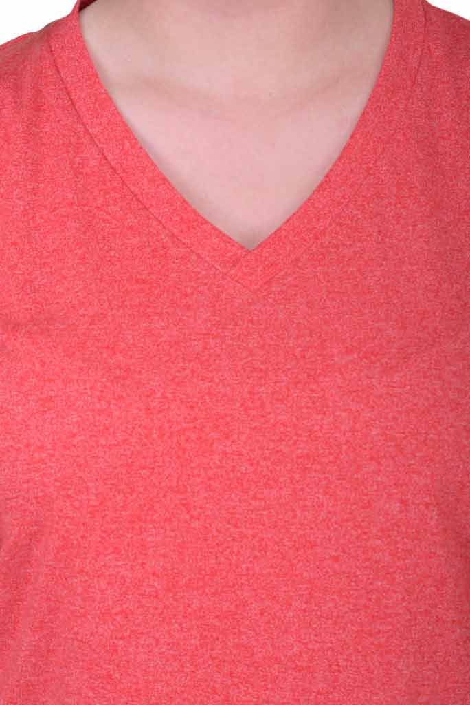 Plus Size Cotton Red V-Neck Tee