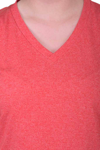 Plus Size Cotton Red V-Neck Tee