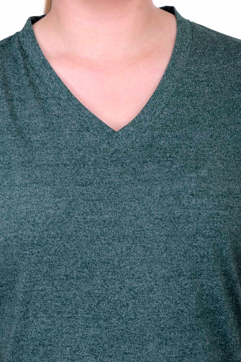 Plus Size Cotton Green V-Neck Tee