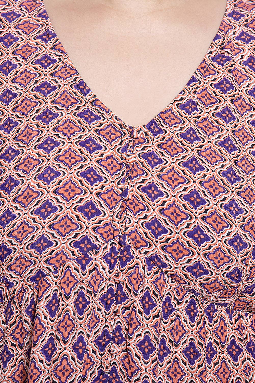 Orange Purple Printed Tunic