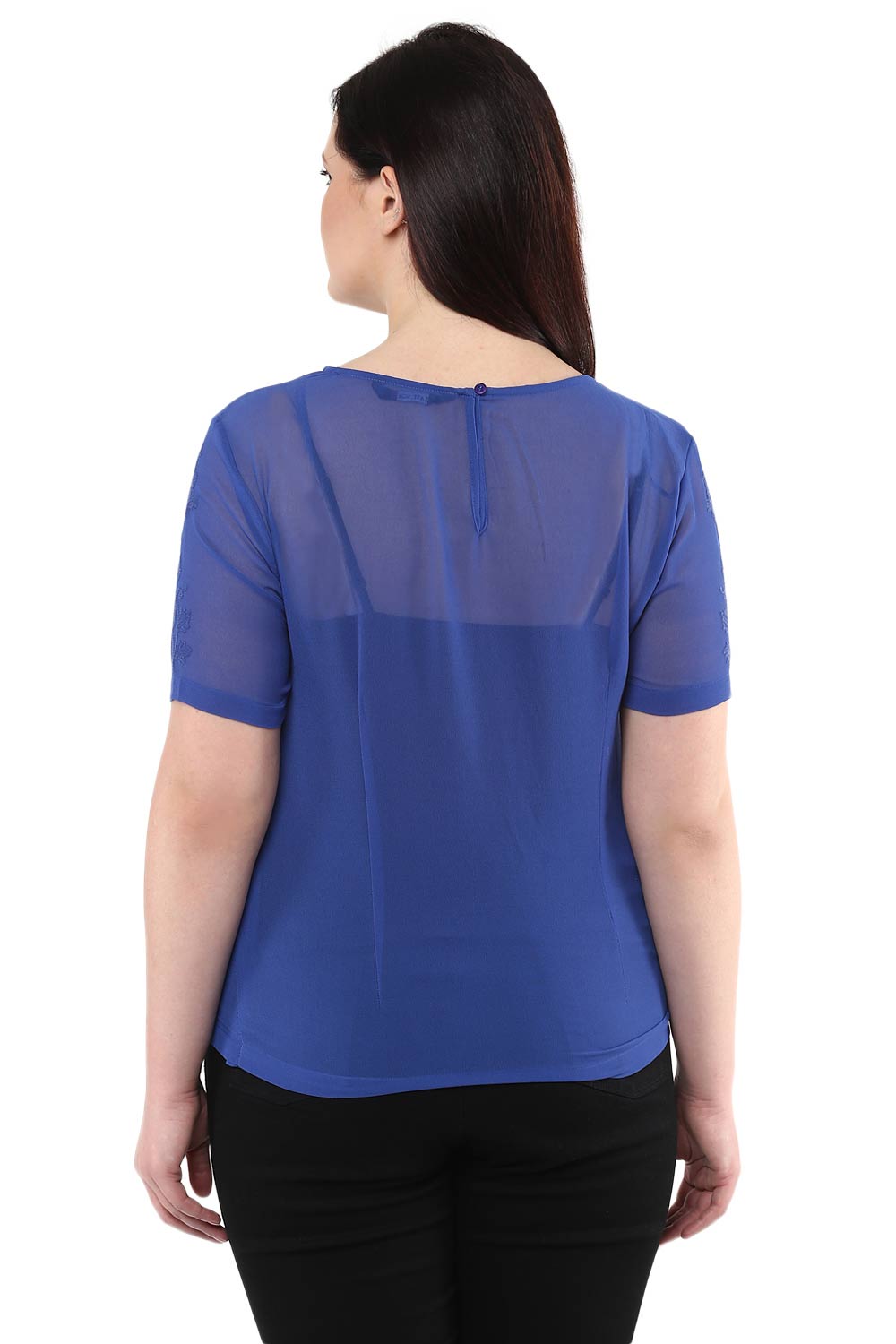 Blue Embroidered Georgette Top