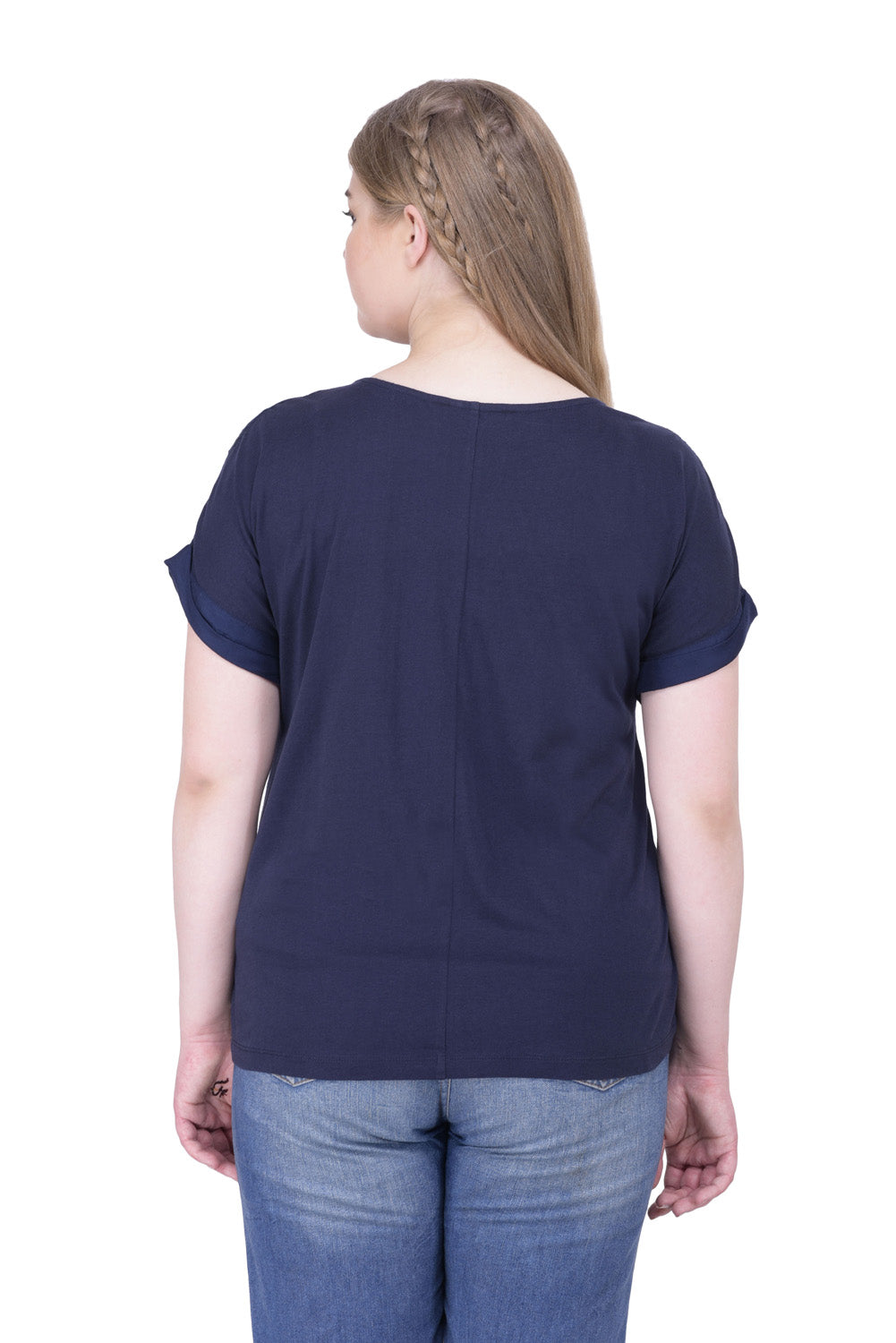 Navy Blue Embroidered Top