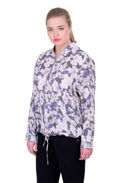 Grey Floral Print Summer Jacket