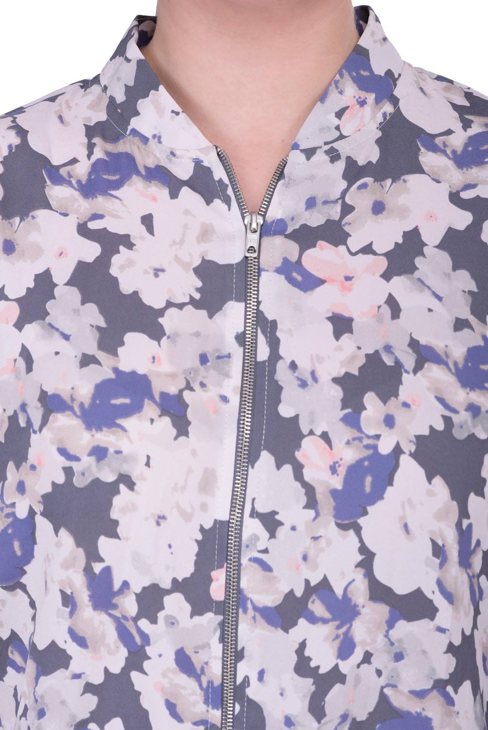 Grey Floral Print Summer Jacket