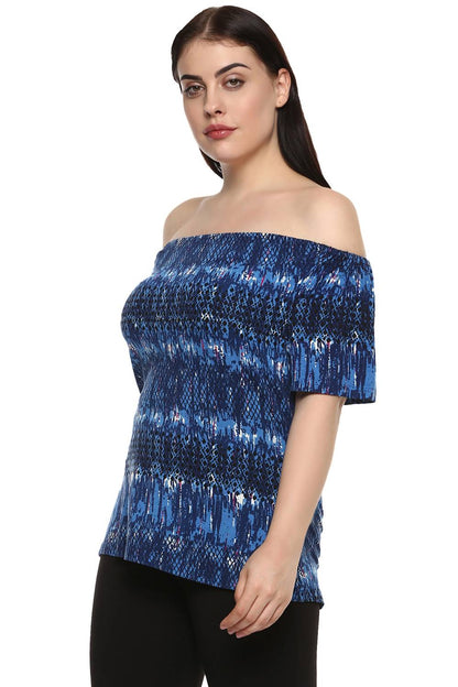 Blue Bardot Top